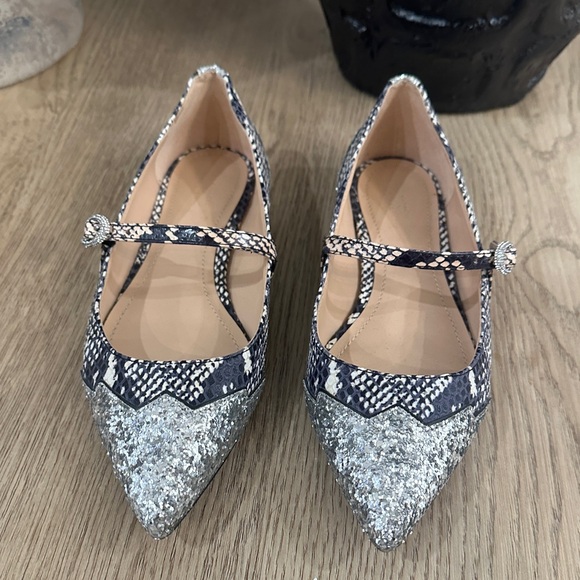 Coach x Tabitha Simmons Harriette Snakeskin and Glitter Ballet Flat - Picture 3 of 10